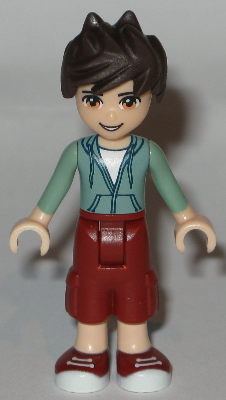 Noah, Dark Red Cropped Trousers Large Pockets, Sand Green Hooded Top